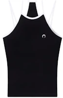 (Women) Marine Serre SS23 Contrast Trim Logo Print Cami Top Women Black White. T353SS23W00 (Women) Marine Serre SS23 Contrast Trim Logo Print Cami Top Women Black White. T353SS23W00