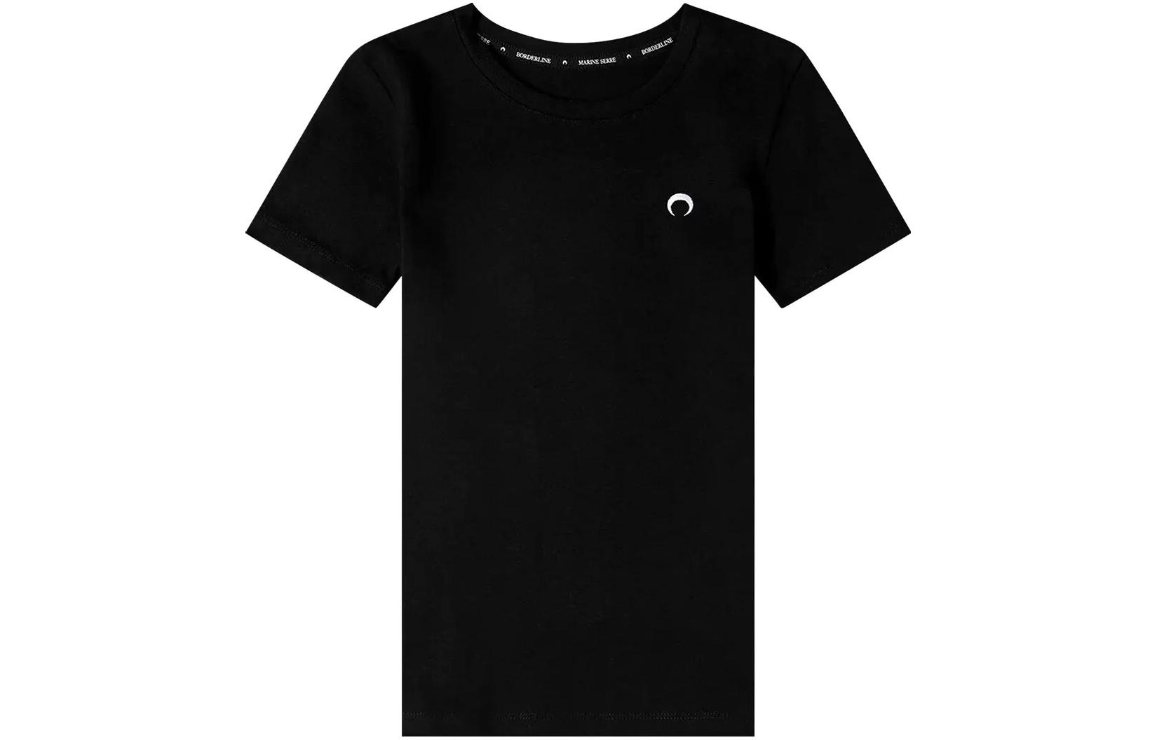 (Women) Marine Serre SS23 Moon Print Logo T-Shirt  Black T067ICONWSS23JERCO001900