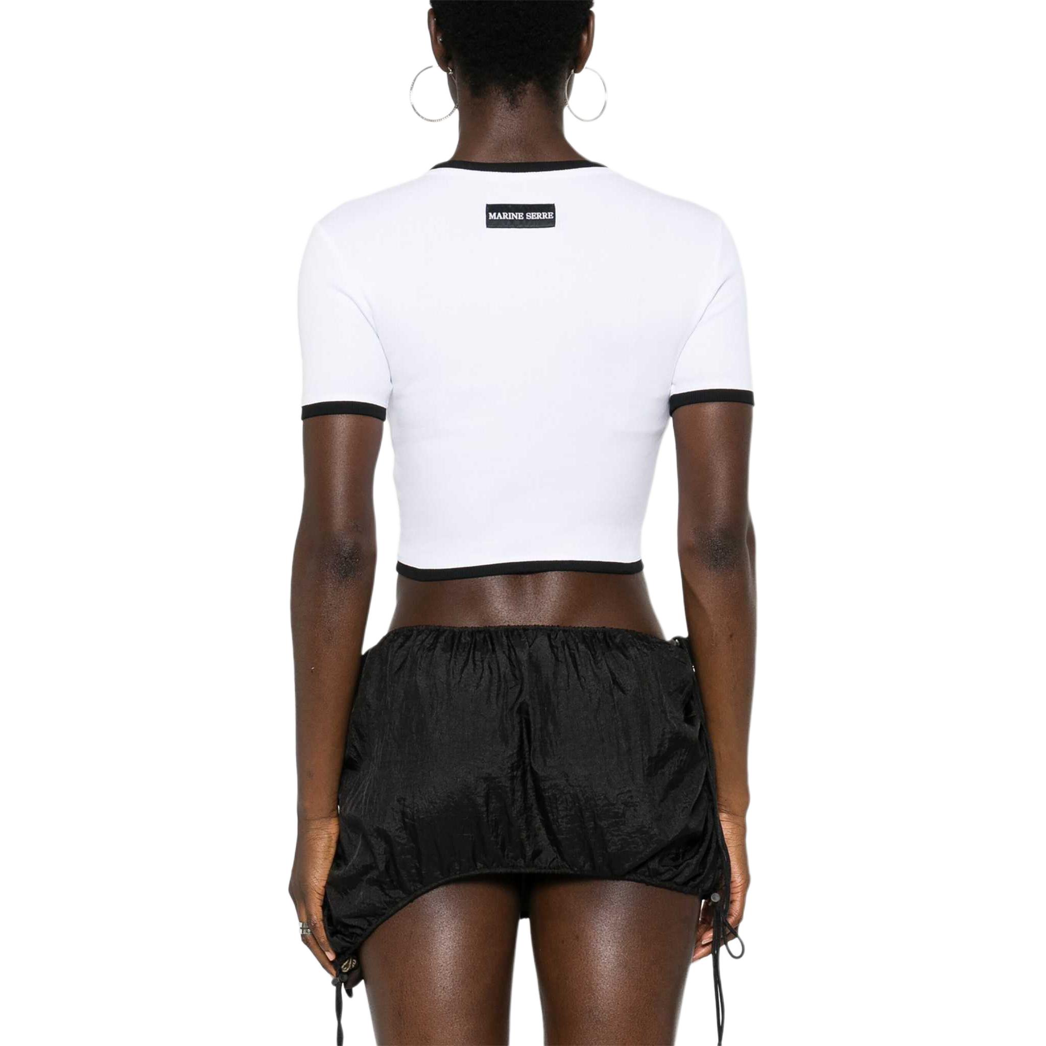 Shop (W) Marine Serre SS24 白色標誌短袖圓領T恤。 WTO087AWH10-WHITE