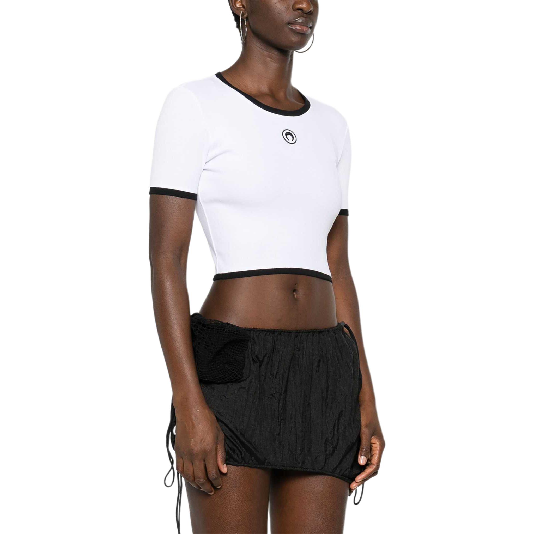 Purchase (W) Marine Serre SS24 白色標誌短袖圓領T恤。 WTO087AWH10-WHITE