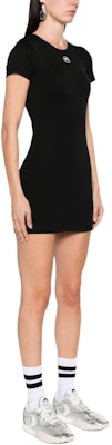 (W) Marine Serre SS24 黑色刺繡圖案短袖連衣裙 WDR248CJER0008-BLACK Purchase (W) Marine Serre SS24 黑色刺繡圖案短袖連衣裙 WDR248CJER0008-BLACK