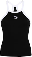 (Women) Marine Serre SS24 Black Embroidered Pattern Sleeveless Tank Top Women WTT011CJER0011-BLACK (Women) Marine Serre SS24 Black Embroidered Pattern Sleeveless Tank Top Women WTT011CJER0011-BLACK