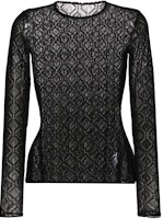 (Women) Marine Serre SS24 Black Patterned Sheer Long-Sleeve Pullover Top Women WTO388CJER0006-BLACK (Women) Marine Serre SS24 Black Patterned Sheer Long-Sleeve Pullover Top Women WTO388CJER0006-BLACK