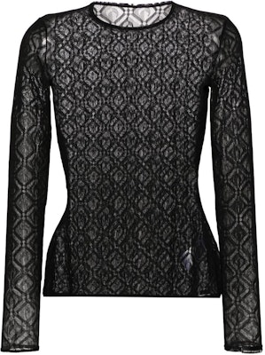 (W) Marine Serre SS24 黑色圖案透視長袖上衣 女款 WTO388CJER0006-BLACK Order (W) Marine Serre SS24 黑色圖案透視長袖上衣 女款 WTO388CJER0006-BLACK