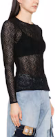 Shop (W) Marine Serre SS24 黑色圖案透視長袖上衣 女款 WTO388CJER0006-BLACK