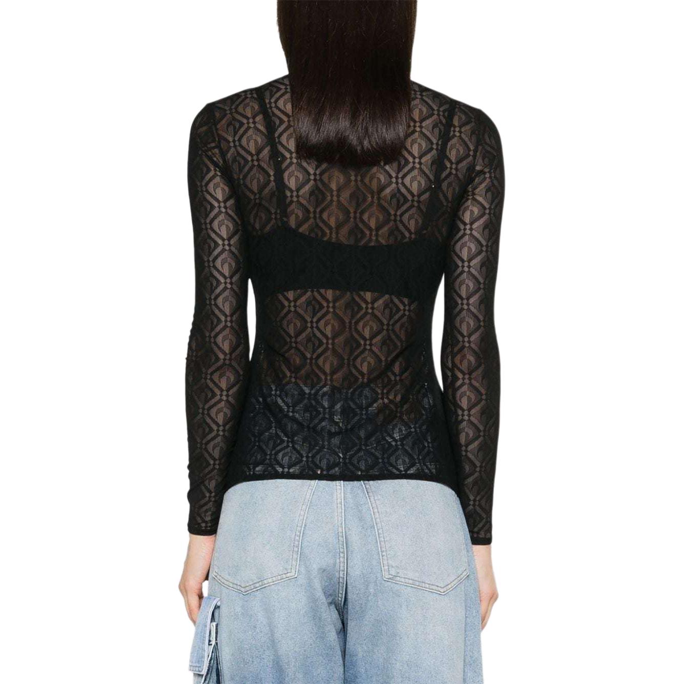 Purchase (W) Marine Serre SS24 黑色圖案透視長袖上衣 女款 WTO388CJER0006-BLACK