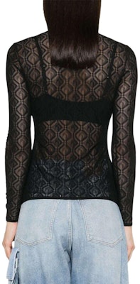 (W) Marine Serre SS24 黑色圖案透視長袖上衣 女款 WTO388CJER0006-BLACK Purchase (W) Marine Serre SS24 黑色圖案透視長袖上衣 女款 WTO388CJER0006-BLACK