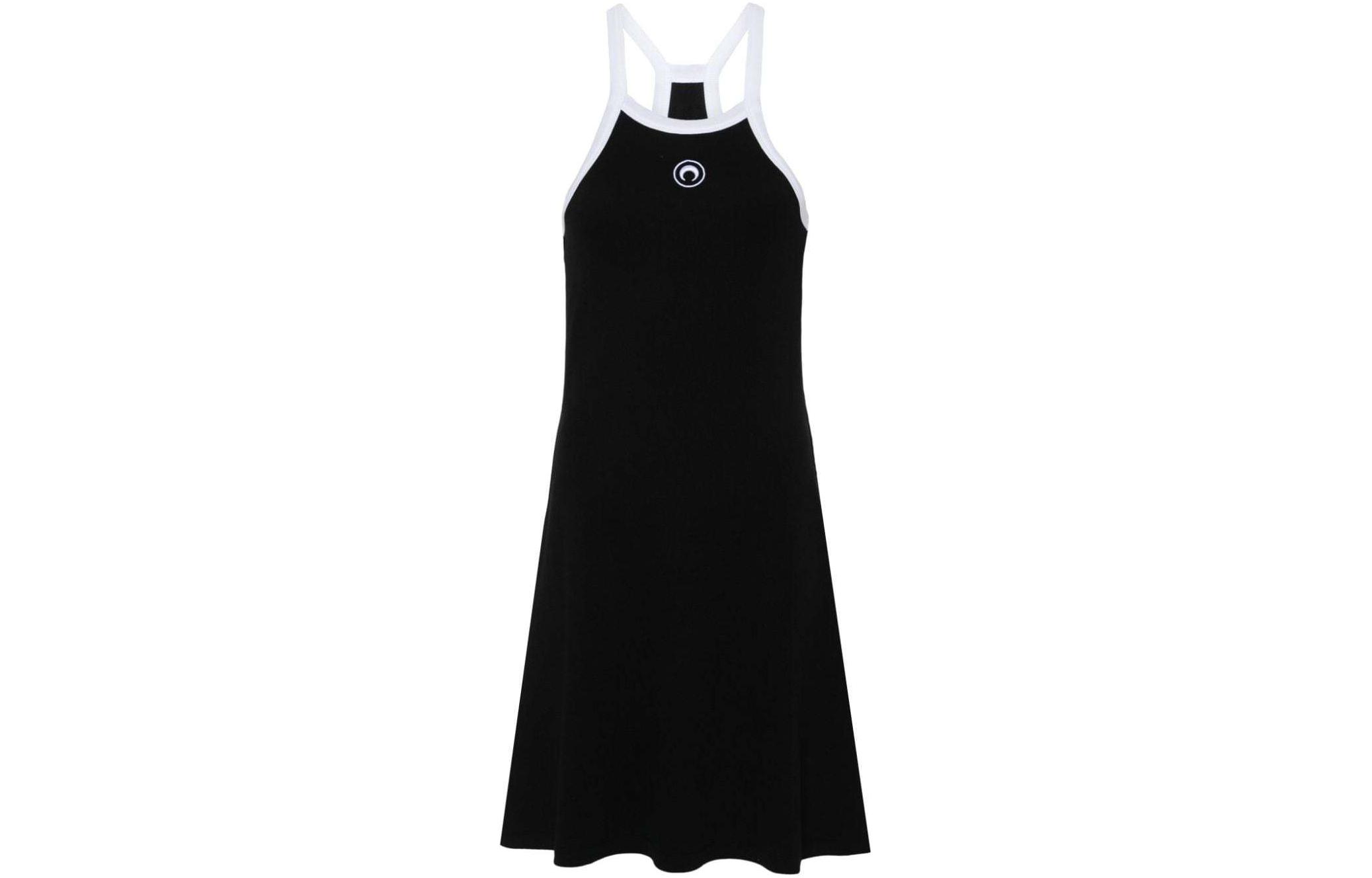 (Women) Marine Serre SS24 Embroidered Halter Neck Slip Dress Women’s Black WDR251CJER0011-BLACK