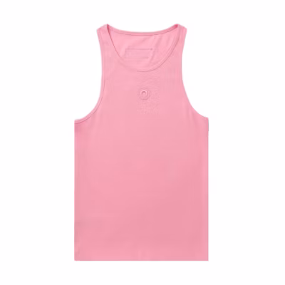 (Women) Marine Serre SS24 Graphic Embroidered Crew Neck Tank Top Women Bubblegum Pink WTT014CJER0011-PINK