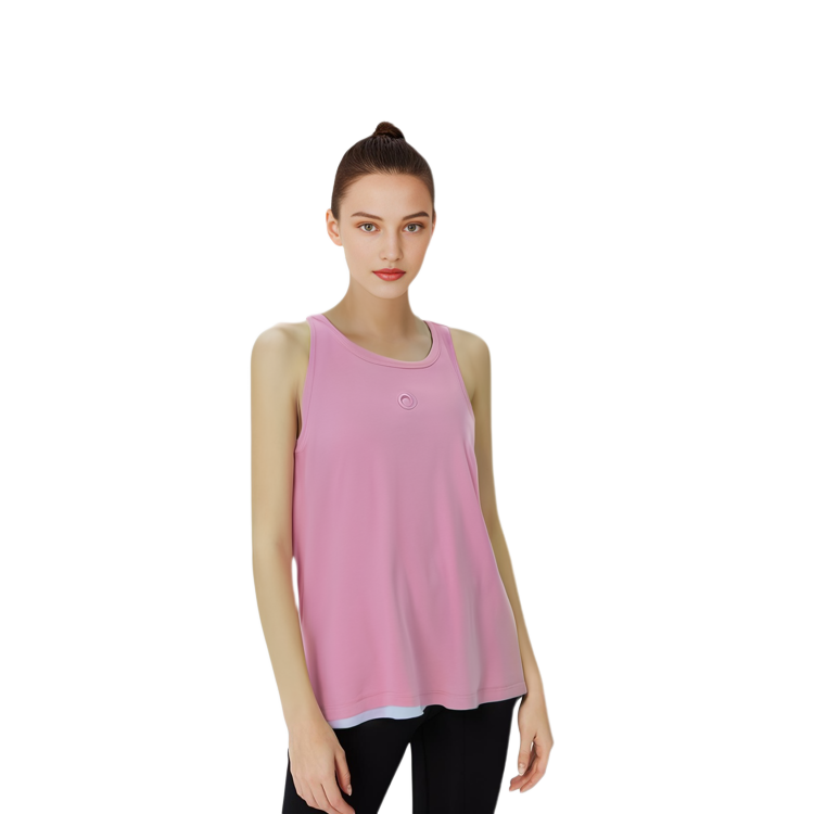 Sizing (W) Marine Serre SS24 刺繡圓領無袖上衣 女生 泡泡糖粉紅色 WTT014CJER0011-PINK