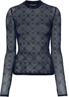 (Women) Marine Serre SS24 Navy Blue Sheer Printed Long Sleeve Crewneck Tee WTO388ABL90NAVY (Women) Marine Serre SS24 Navy Blue Sheer Printed Long Sleeve Crewneck Tee WTO388ABL90NAVY