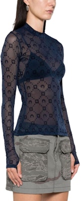 (W) Marine Serre SS24 海軍藍透視印花長袖圓領T恤 WTO388ABL90NAVY Lookbook (W) Marine Serre SS24 海軍藍透視印花長袖圓領T恤 WTO388ABL90NAVY