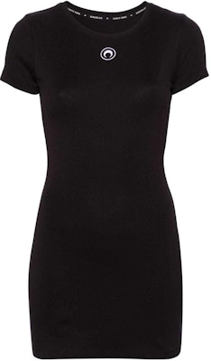 (W) Marine Serre SS24 Gaun T-Shirt Rib Corak Sulaman Hitam WDR248BK99-BLACK Order (W) Marine Serre SS24 Gaun T-Shirt Rib Corak Sulaman Hitam WDR248BK99-BLACK