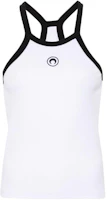 (Women) Marine Serre SS24 White Embroidered Pattern Ribbed Tank Top Women WTT011CJER0011-WHITE (Women) Marine Serre SS24 White Embroidered Pattern Ribbed Tank Top Women WTT011CJER0011-WHITE