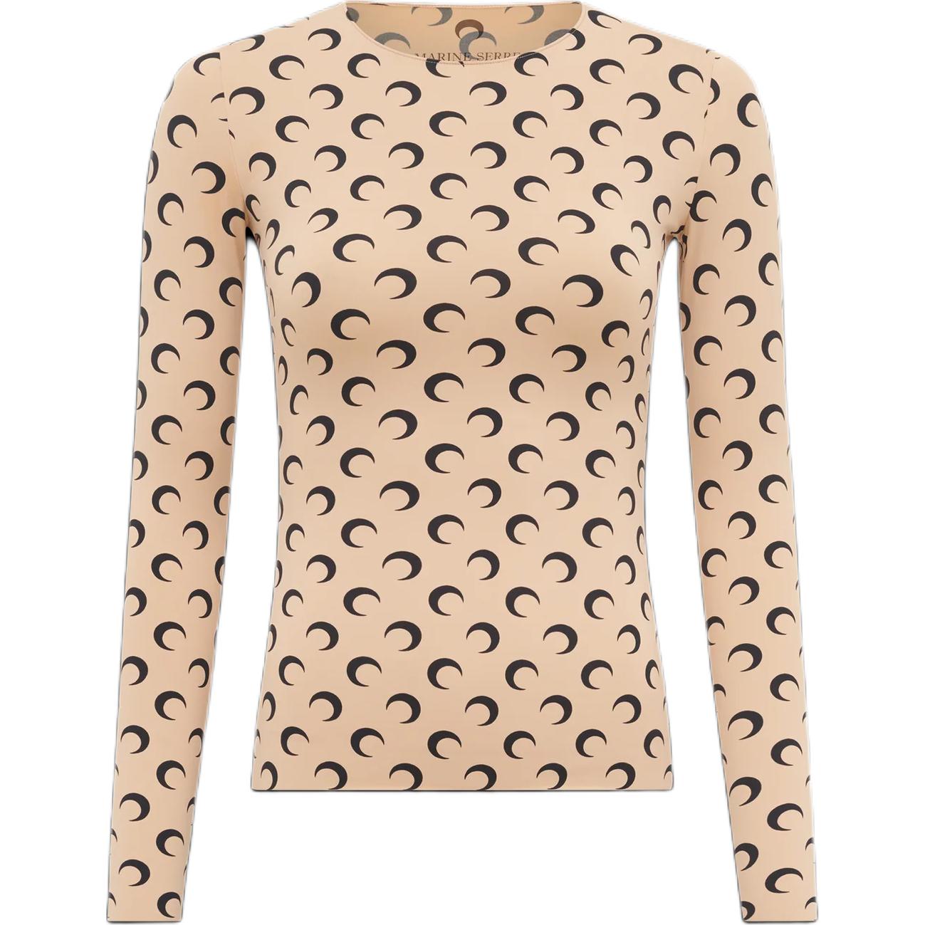 (Women) Marine Serre SS25 Beige Full-Print Long-Sleeve Shirt Womens WTS006ACJER0001-TA10