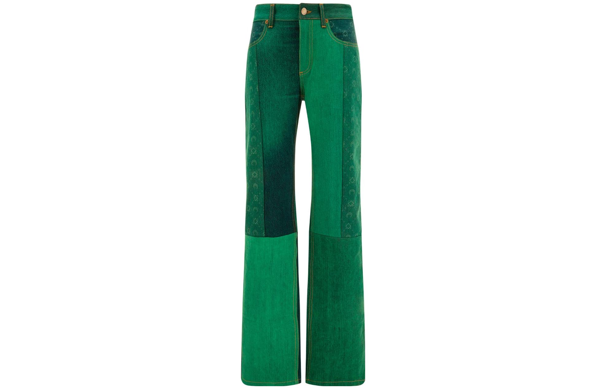 Order (W) Marine Serre 綠色撞色中腰喇叭寬褲牛仔褲 P009SS23WUDENCO000405