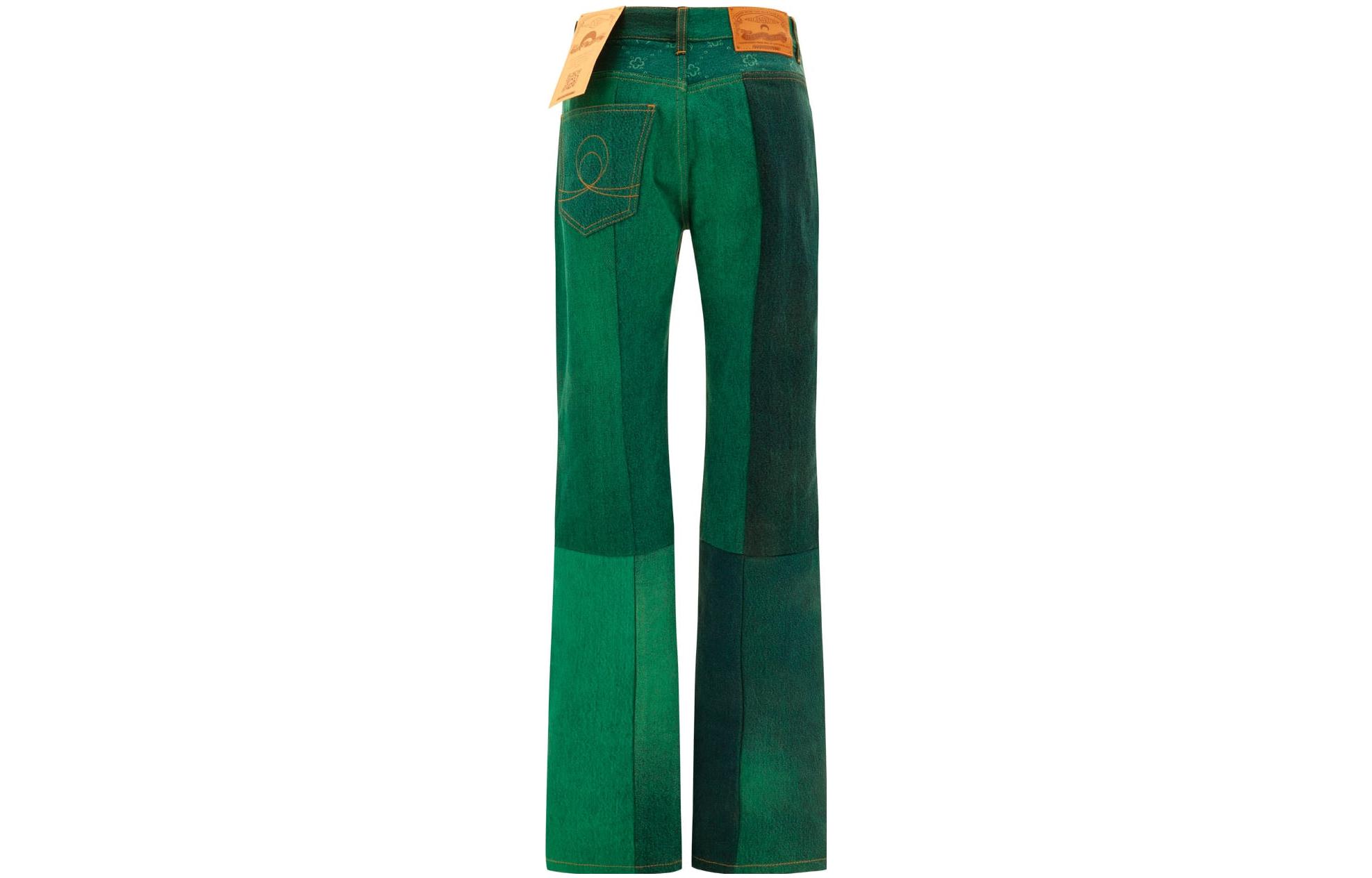 Lookbook (W) Marine Serre 綠色撞色中腰喇叭寬褲牛仔褲 P009SS23WUDENCO000405