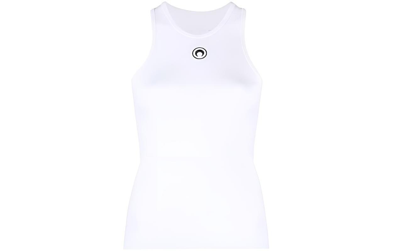 (Women) Marine Serre White Logo Print Sleeveless Tank Top WTO089CJER0011WH10