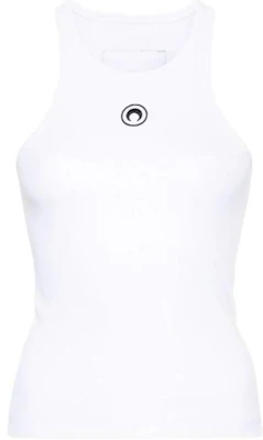 (Women) Marine Serre White Slim-Fit Sleeveless Tank Top with Logo. WTT014ACJER0011-WH10 Buy (Women) Marine Serre White Slim-Fit Sleeveless Tank Top with Logo. WTT014ACJER0011-WH10