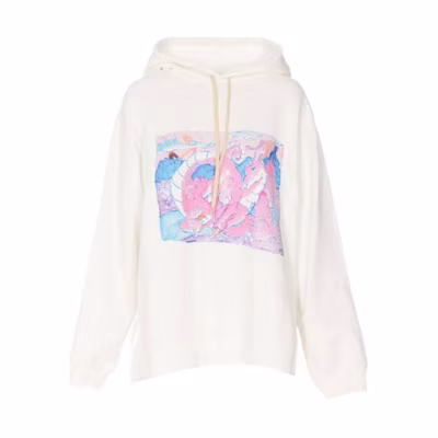 (Women) MARNI Animal Print White Hoodie Long-Sleeve Pullover FLJE0179P2-USCV01-FDW03