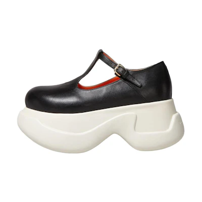 (W) Marni 'Black Buckle Round-Toe Platform'