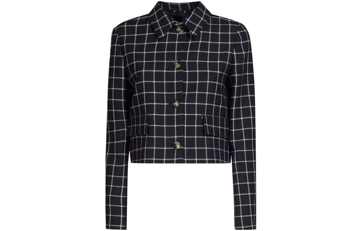 Order (W) MARNI Jaket Wool Hitam Kotak Jalur Lapel Single-Breasted Lengan Panjang GIMA0221U0-UTWA01-CHN99