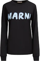Order (W) MARNI 黑色logo印花羅紋長袖休閒上衣。 THJE0294P1USCS11-BLACK