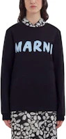 Lookbook (W) MARNI 黑色logo印花羅紋長袖休閒上衣。 THJE0294P1USCS11-BLACK