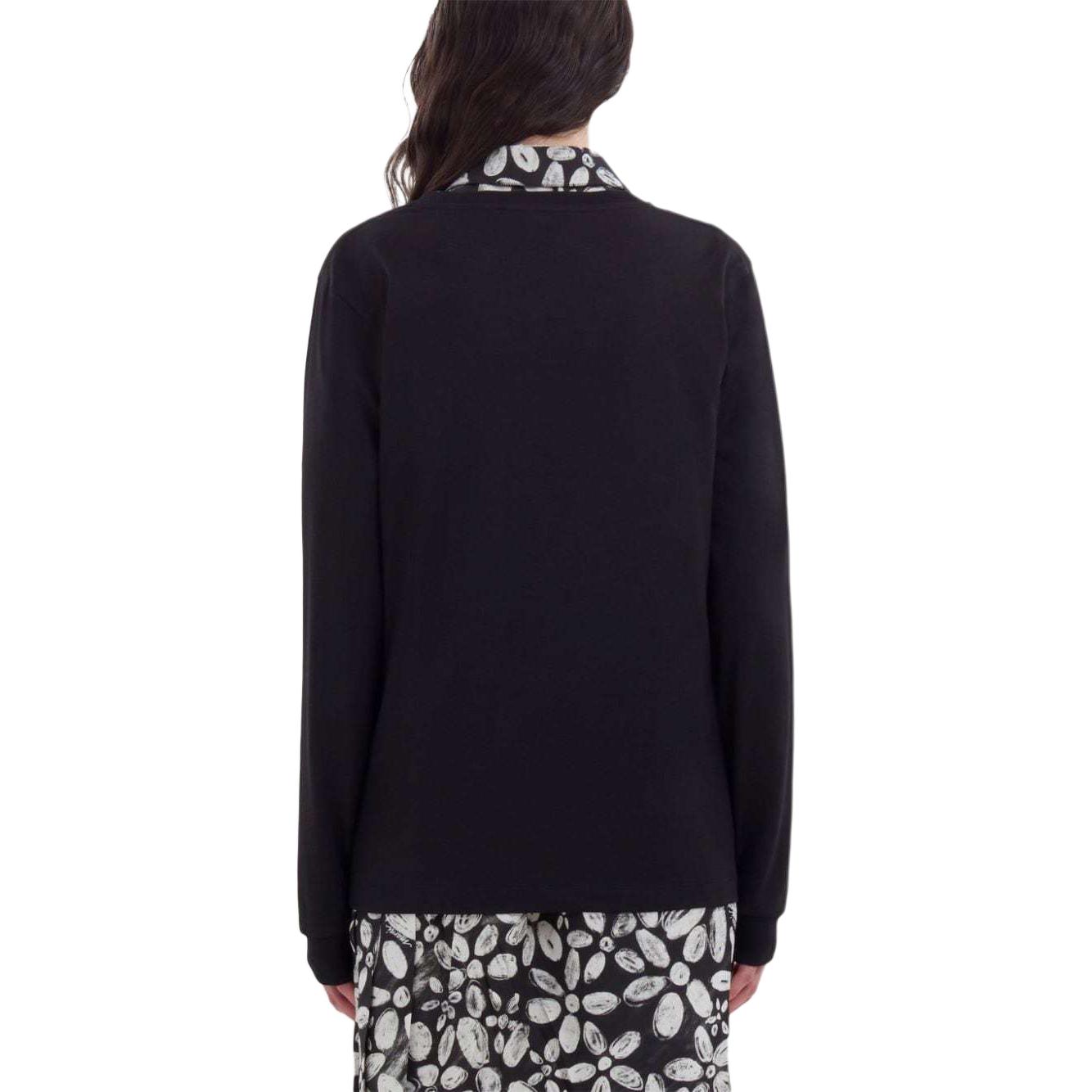 Shop (W) MARNI 黑色logo印花羅紋長袖休閒上衣。 THJE0294P1USCS11-BLACK