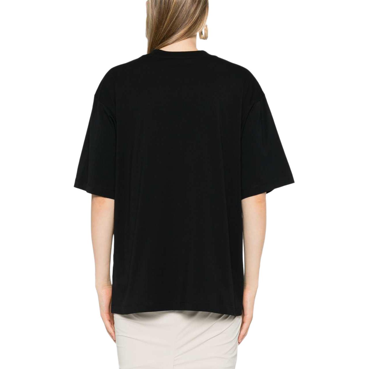 Shop (W) MARNI 黑色標誌印花短袖針織紋理T恤 THJET49EPHUSCS11-BLACK