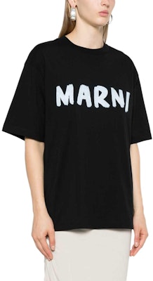 (Women) MARNI Black Logo Printed Short Sleeve Knit Texture T-Shirt THJET49EPHUSCS11-BLACK Purchase (Women) MARNI Black Logo Printed Short Sleeve Knit Texture T-Shirt THJET49EPHUSCS11-BLACK