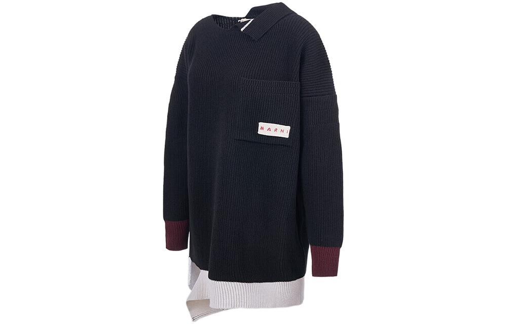 Shop (W) MARNI 黑色纯色半高领长袖针织上衣 ABMD0111Q1-UFH440-MXN99