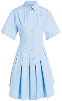 (Women) MARNI Blue Solid Color Midi Shirt Dress with Short Sleeves. ABMA1109X0-UTC223-00B50 Order (Women) MARNI Blue Solid Color Midi Shirt Dress with Short Sleeves. ABMA1109X0-UTC223-00B50