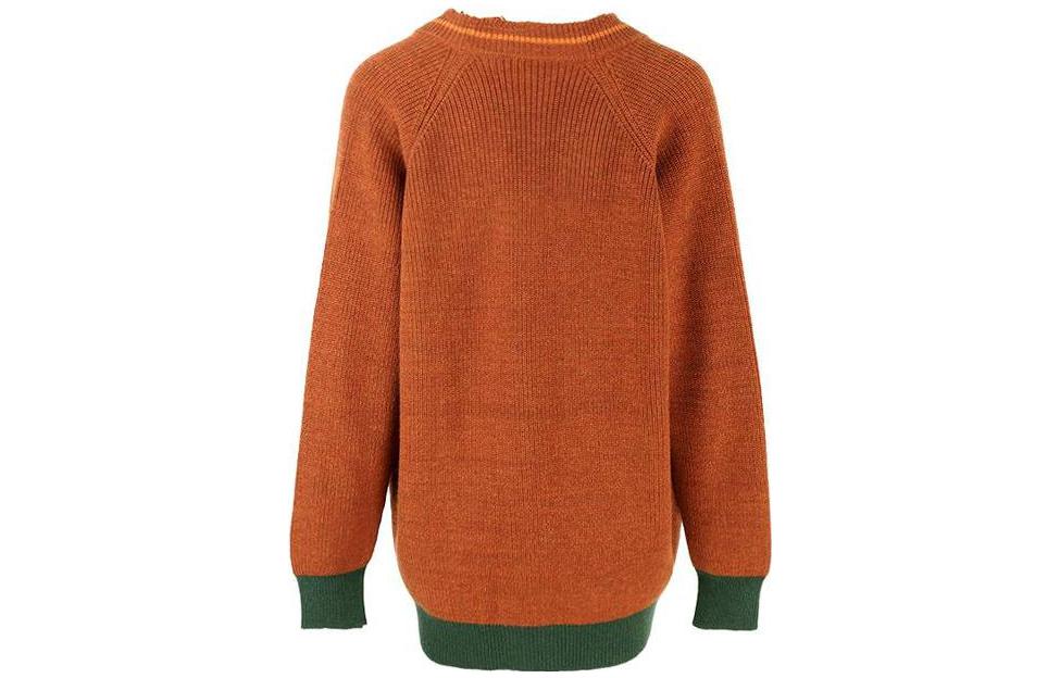 Lookbook (W) マルニ カラーブロック ウール Vネック 長袖 ニット セーター ブラウン. CDMD0256Q0UFC31600M35