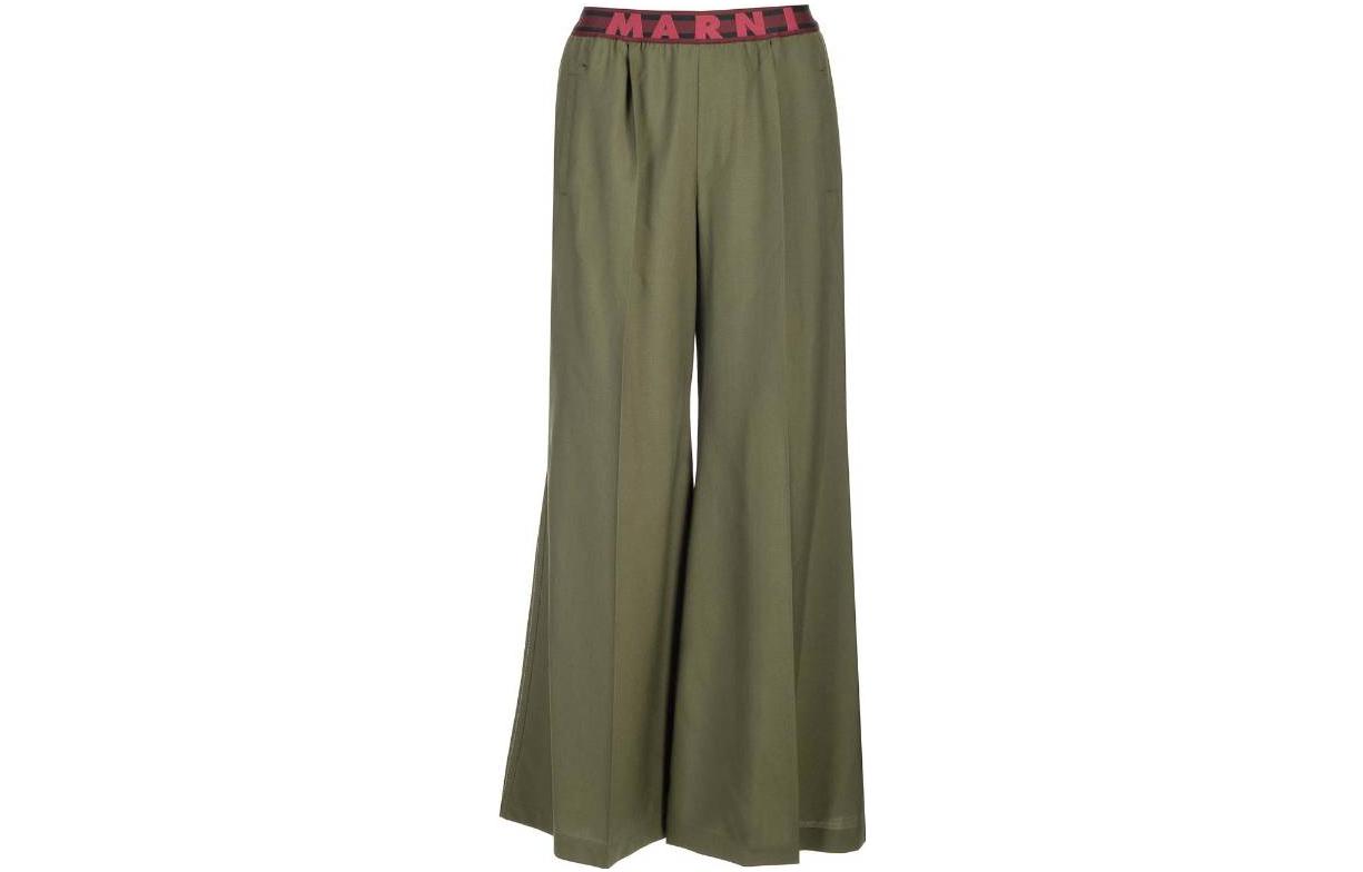 Order (W) MARNI 綠色喇叭休閒長褲附徽標腰帶。 PAMA0428U-0TW839-00V55