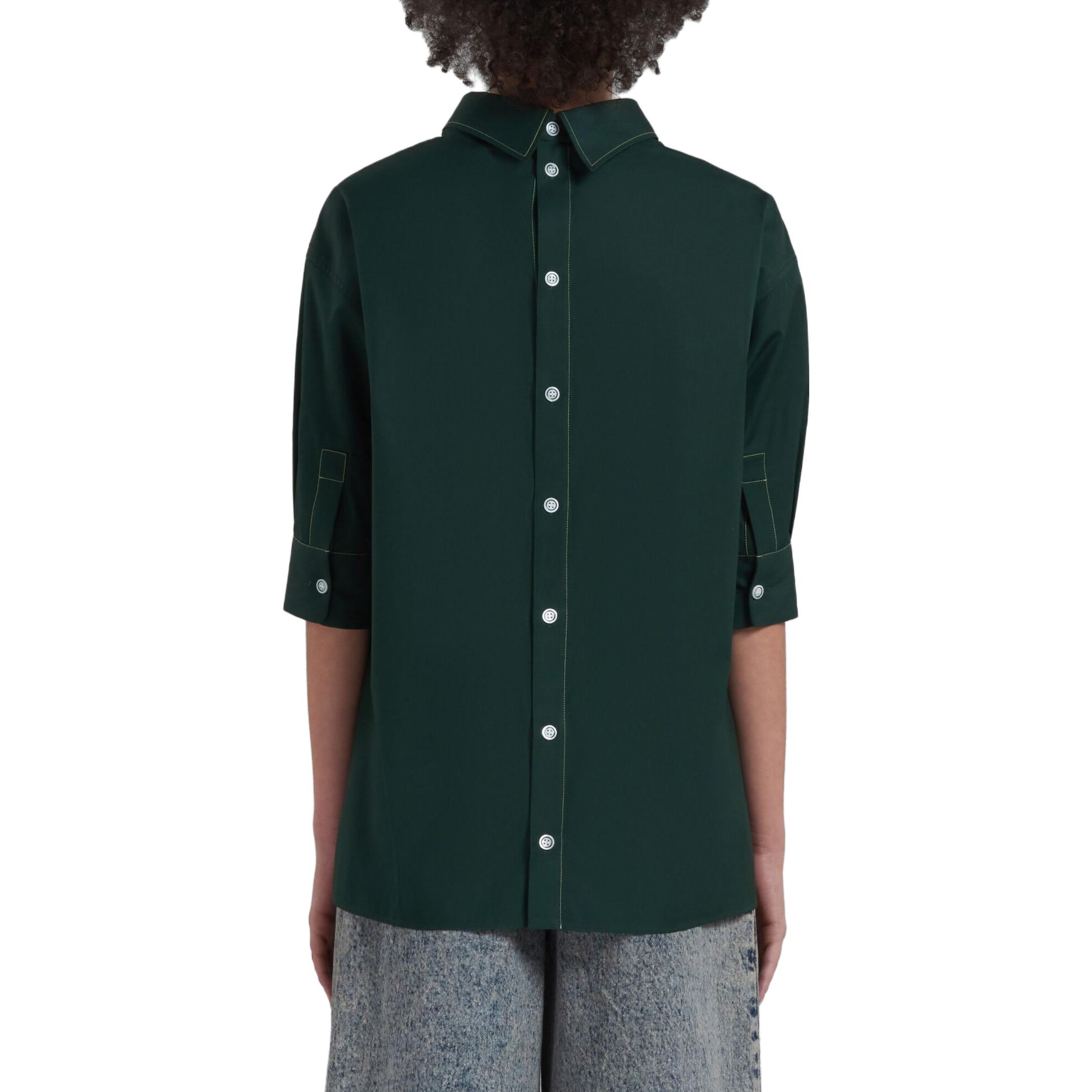 Shop (W) マルニ グリーン ハイネック ルーズフィット 半袖 ポプリントップ. TTMA0263X0-UTC223-00V89