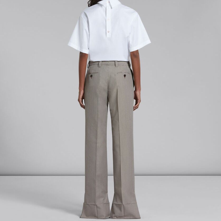 Shop (W) MARNI Seluar Kasual Kelabu Corak Houndstooth Flared. PAMA0419U0-UTWA03-PDR82