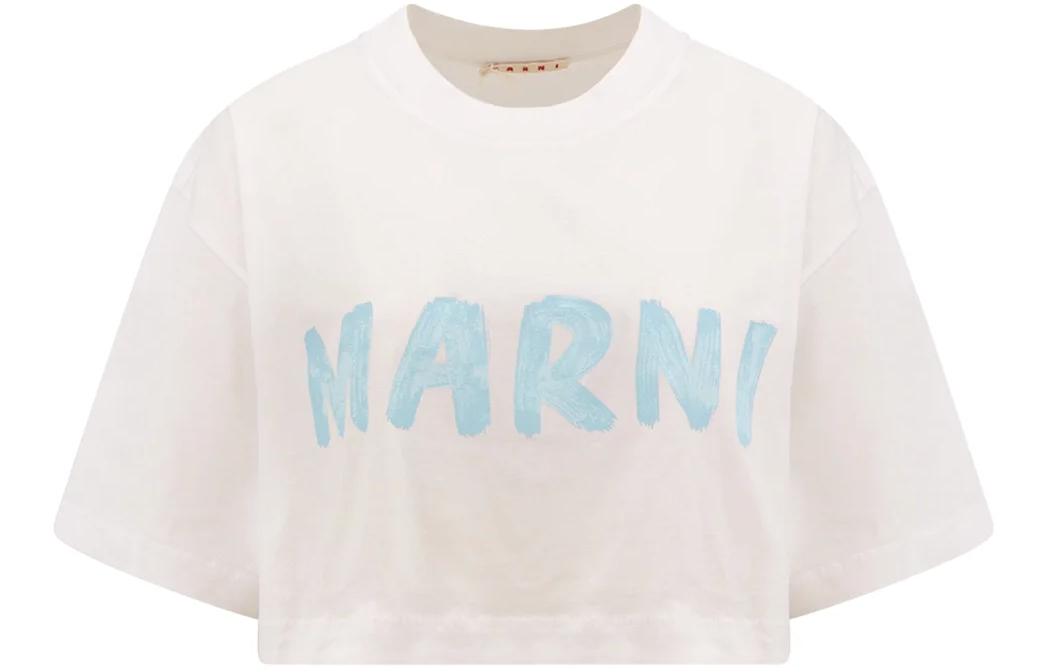 Order (W) 마르니 레터 프린트 오버사이즈 반팔 티셔츠 화이트 SS24 THJE0301P1-USCS11-L4W01