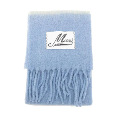 (Women) MARNI Logo Alpaca Wool Knit Scarf - Blue SCMC0122Y0UAW037STB47