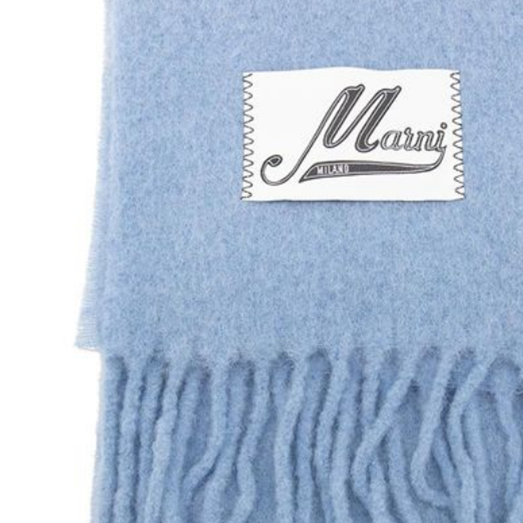 Shop (W) MARNI ロゴ アルパカウール ニット スカーフ ブルー SCMC0122Y0UAW037STB47
