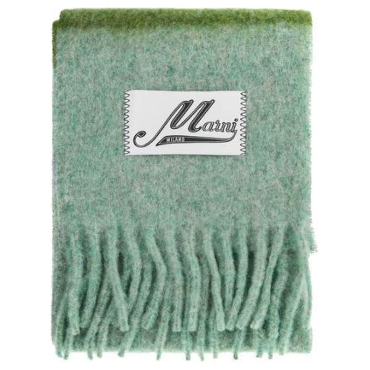 (Women) MARNI  Logo Alpaca Wool Knit Scarf - Green SCMC0122Y0UAW037STV40