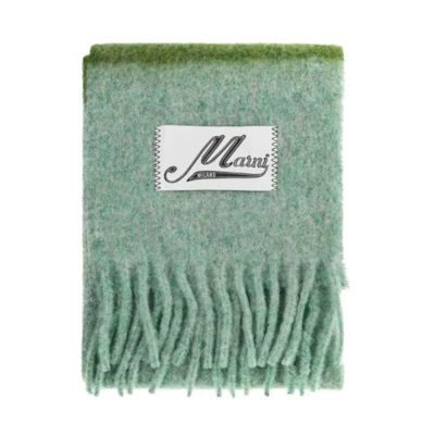 (Women) MARNI Logo Alpaca Wool Knit Scarf - Green SCMC0122Y0UAW037STV40