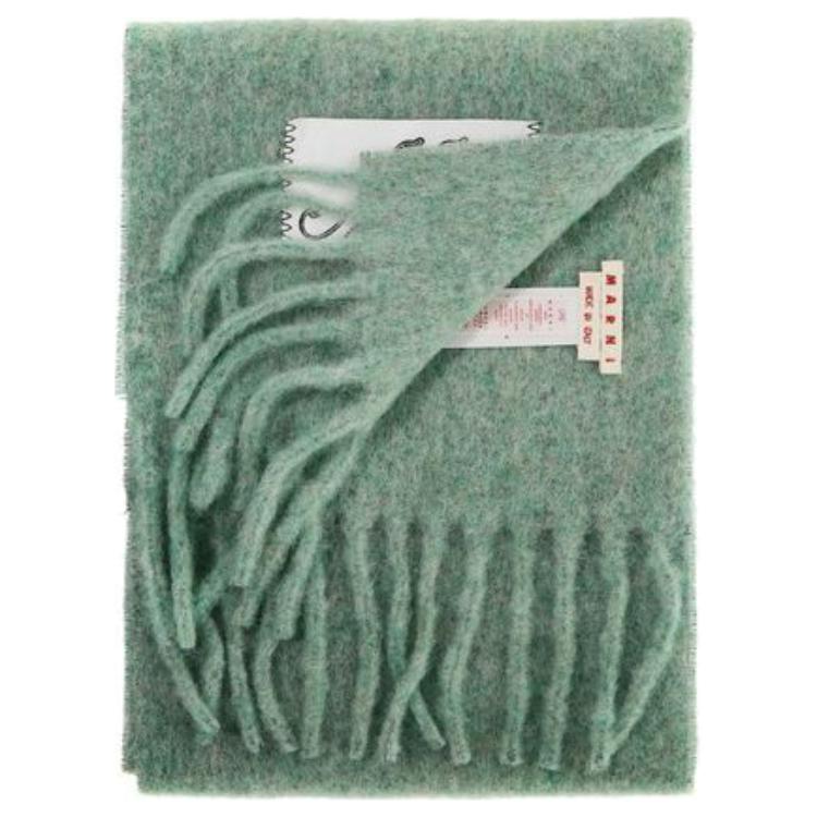 Shop (W) MARNI ロゴ アルパカウール ニットマフラー - グリーン SCMC0122Y0UAW037STV40