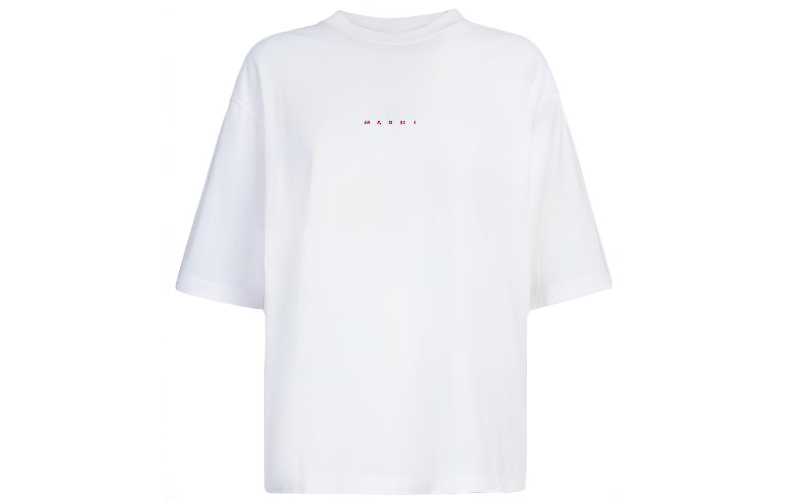 (Women) MARNI  Logo Print Crewneck Oversized T-Shirt White SS24. THJE0263P1USCS87L1W01