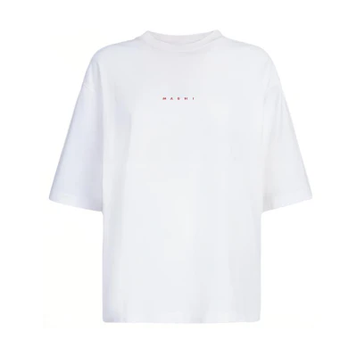 (Women) MARNI Logo Print Crewneck Oversized T-Shirt White SS24. THJE0263P1USCS87L1W01