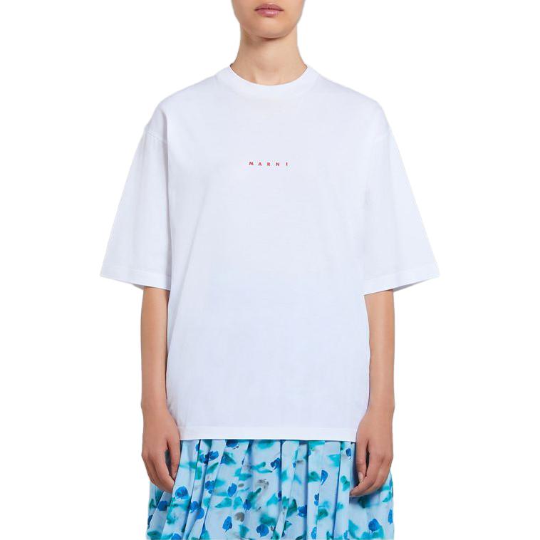 Lookbook (W) MARNI 標誌印花圓領寬鬆版白色T恤 SS24. THJE0263P1USCS87L1W01