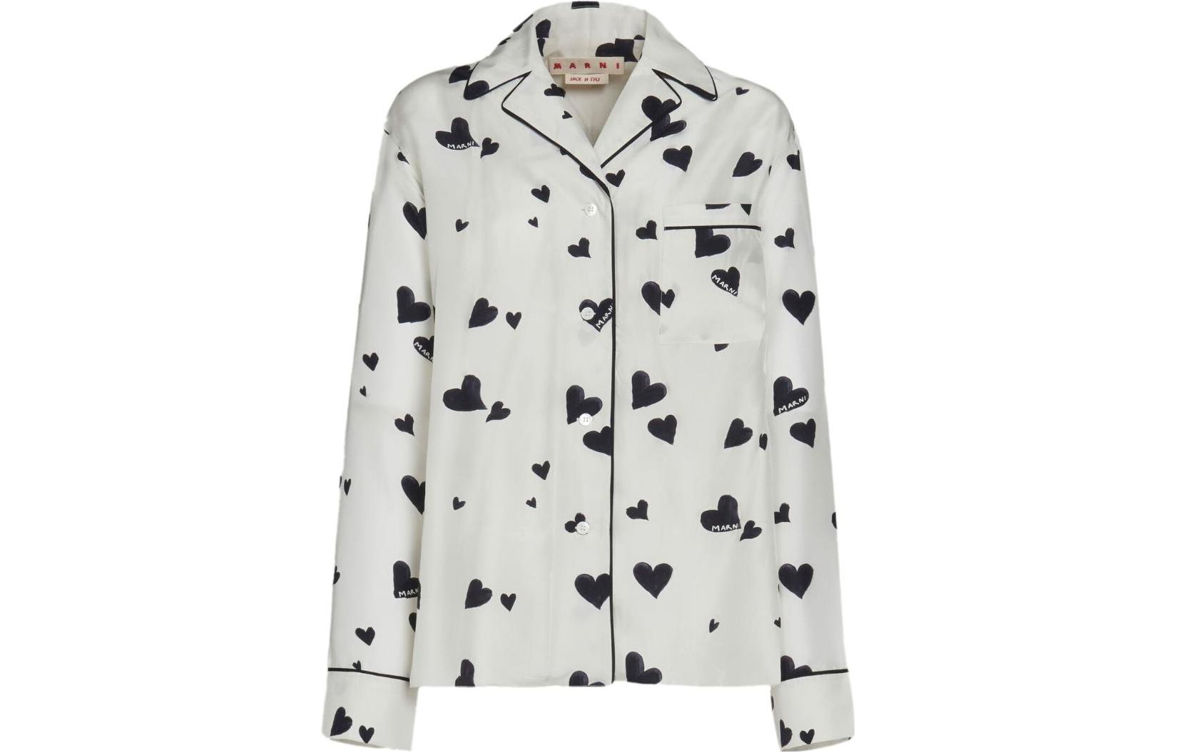 (Women) MARNI  Long Sleeve Heart Print Shirt Off-White CAMA0543I0-UTSG03-BHW03