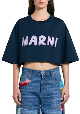 (Women) MARNI Oversized Logo T-Shirt Blue SS24 THJE0301P1USCS11L2B99 Lookbook (Women) MARNI Oversized Logo T-Shirt Blue SS24 THJE0301P1USCS11L2B99