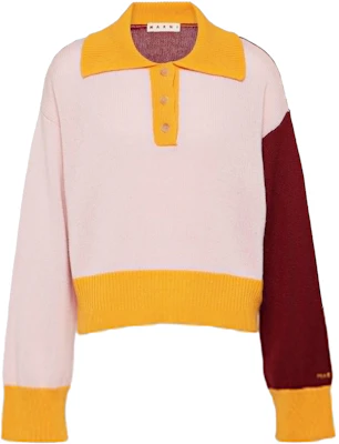 (W) MARNI 粉色拼接寬鬆長袖Polo衫 POMD0033Q0-UFX385-CBC20 Buy (W) MARNI 粉色拼接寬鬆長袖Polo衫 POMD0033Q0-UFX385-CBC20