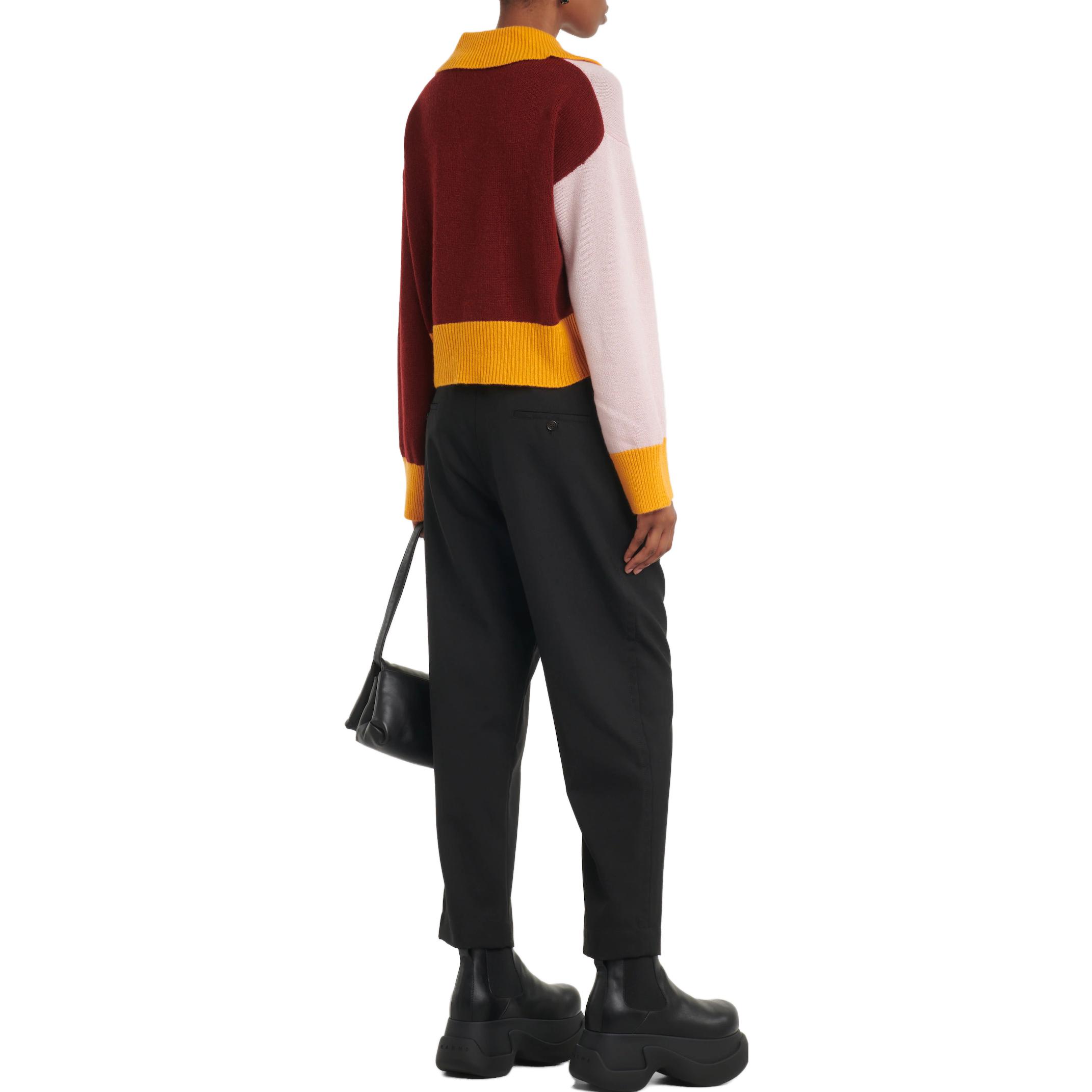 Shop (W) MARNI 粉色拼接寬鬆長袖Polo衫 POMD0033Q0-UFX385-CBC20